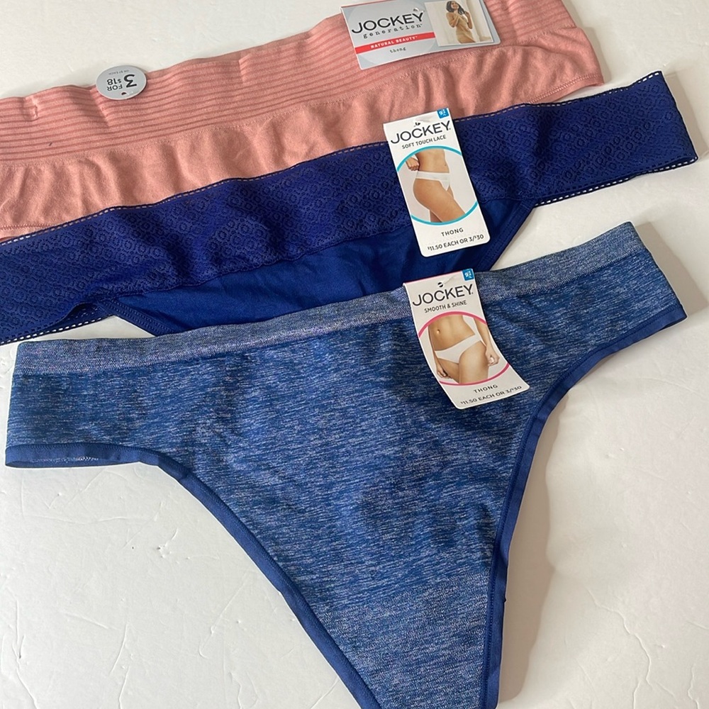 Jockey Assortment of Thong Panties 3 Pairs Size XXL / 9